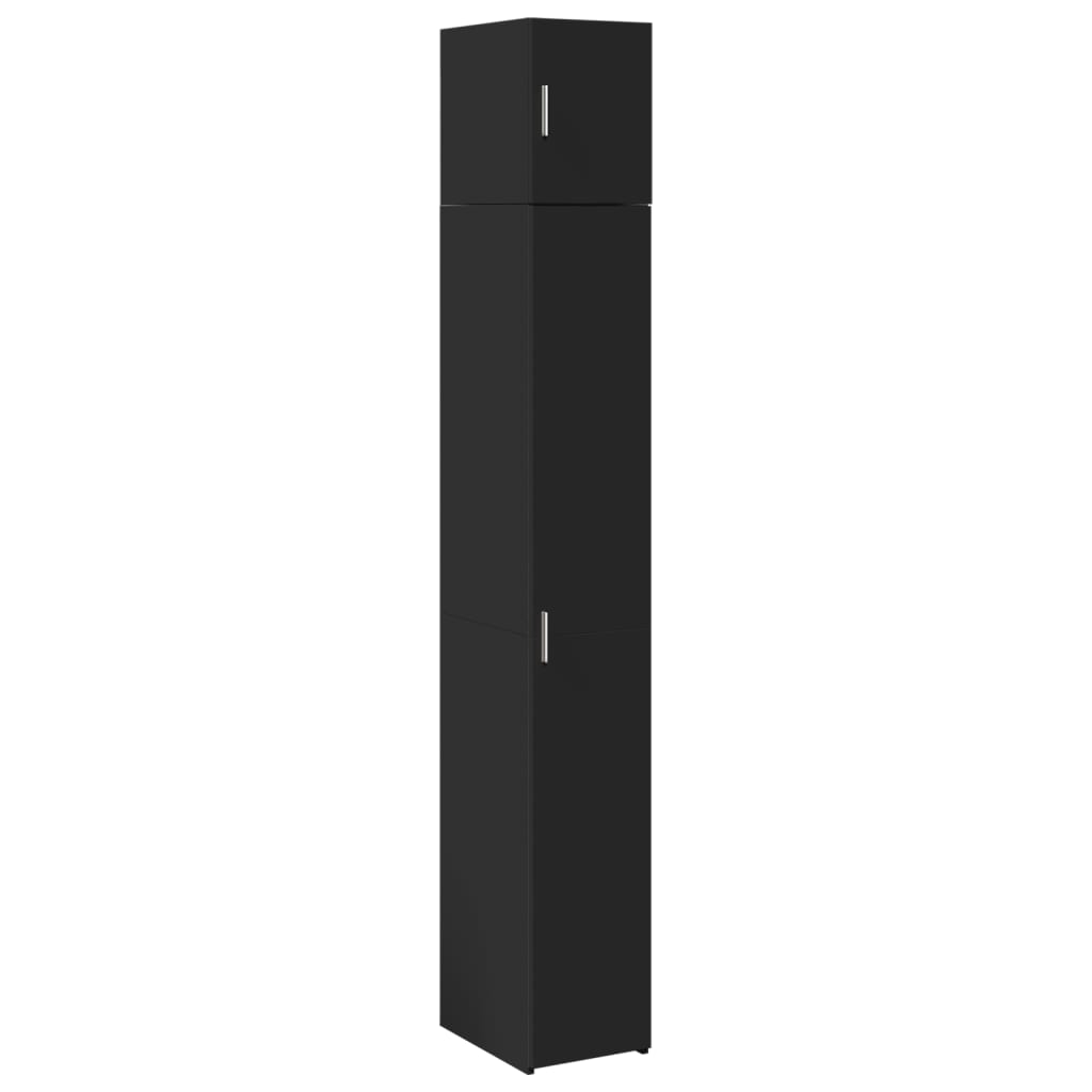 Slim Storage Cabinet Black 30x42.5x225 cm Engineered Wood